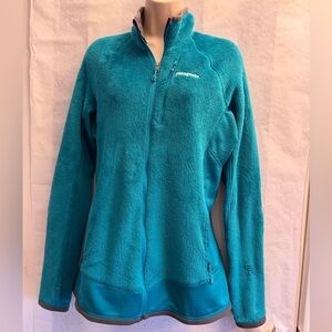 Patagonia Women's Blue Regulator Grid Fleece Jacket full zip jacket Sz-L.  DD13